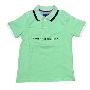 Tommy Hilfiger Boys Polo Shirt Size 4 Bright Green Short Sleeve Spring Easter